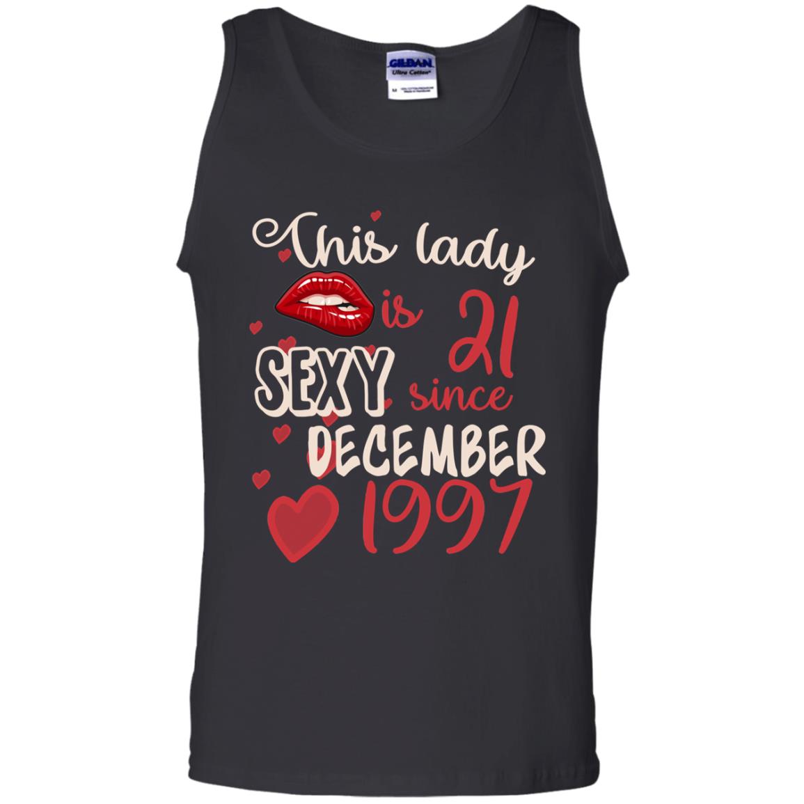 This Lady Is 21 Sexy Since December 1997 21st Birthday Shirt For December WomensG220 Gildan 100% Cotton Tank Top