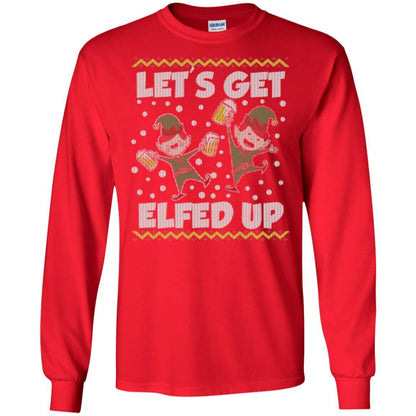 Christmas T-shirt Let's Get Elfed Up Red