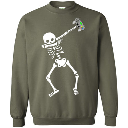 Gamer T-shirt Dabbing Skeleton Military Green
