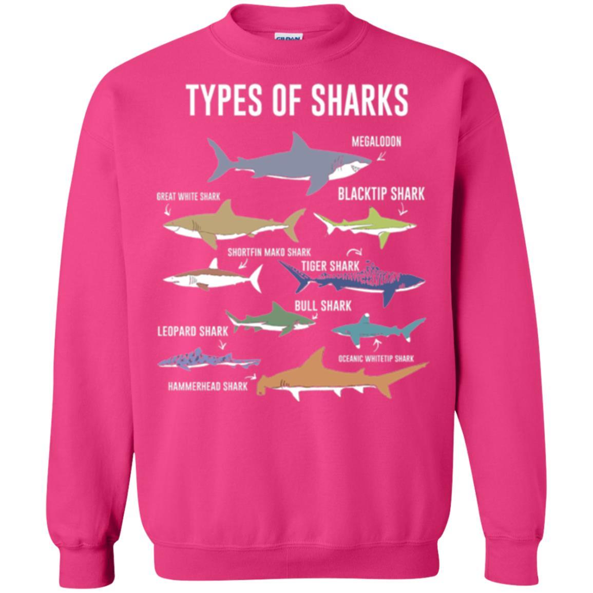 Shark Lover T-shirt 9 Types Of Sharks Ocean Heliconia