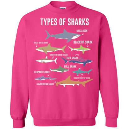 Shark Lover T-shirt 9 Types Of Sharks Ocean Heliconia