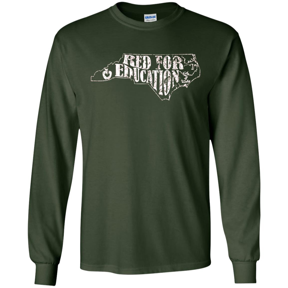 Distressed North Carolina Nc Red For Educator Shirt Forest Green