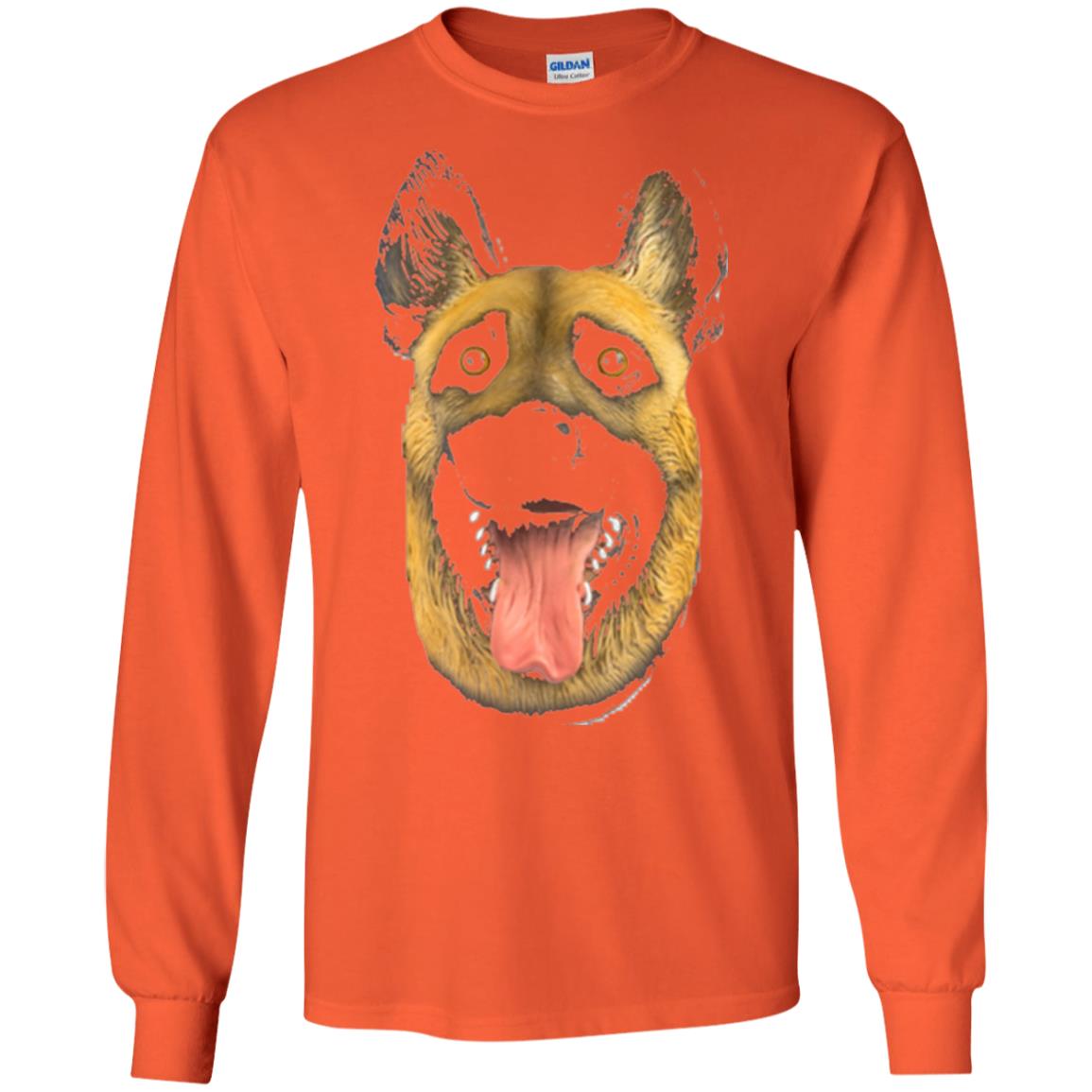 Dog Lover T-shirt Creepy Dog Head T-shirt Orange