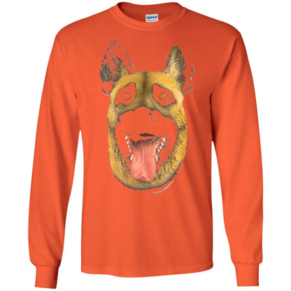 Dog Lover T-shirt Creepy Dog Head T-shirt Orange