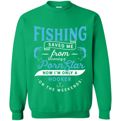 Funny Fishing Tshirts Im Only A Hooker On The Weekends Irish Green
