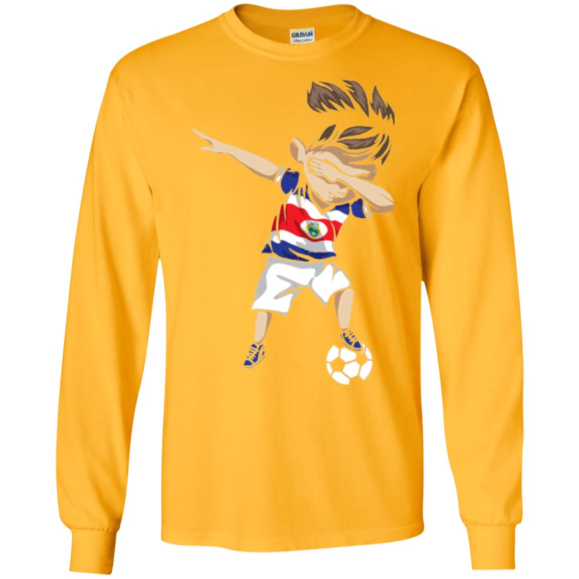 Dabbing Soccer Boy Costa Rica Jersey Football Shirt Gold
