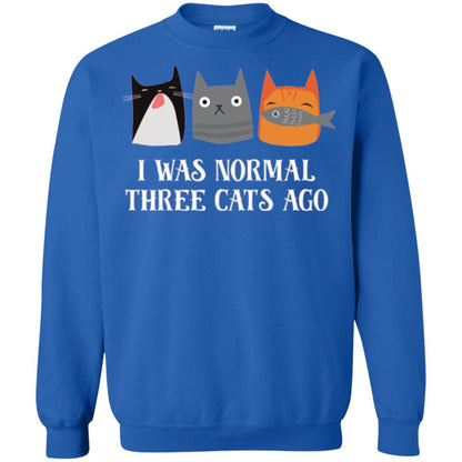 Cat Lovers T-shirt I Was Normal Three Cats Ago Funny Royal