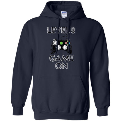 Kids Level 8 Game On 8th Birthday Gift T-shirt Navy
