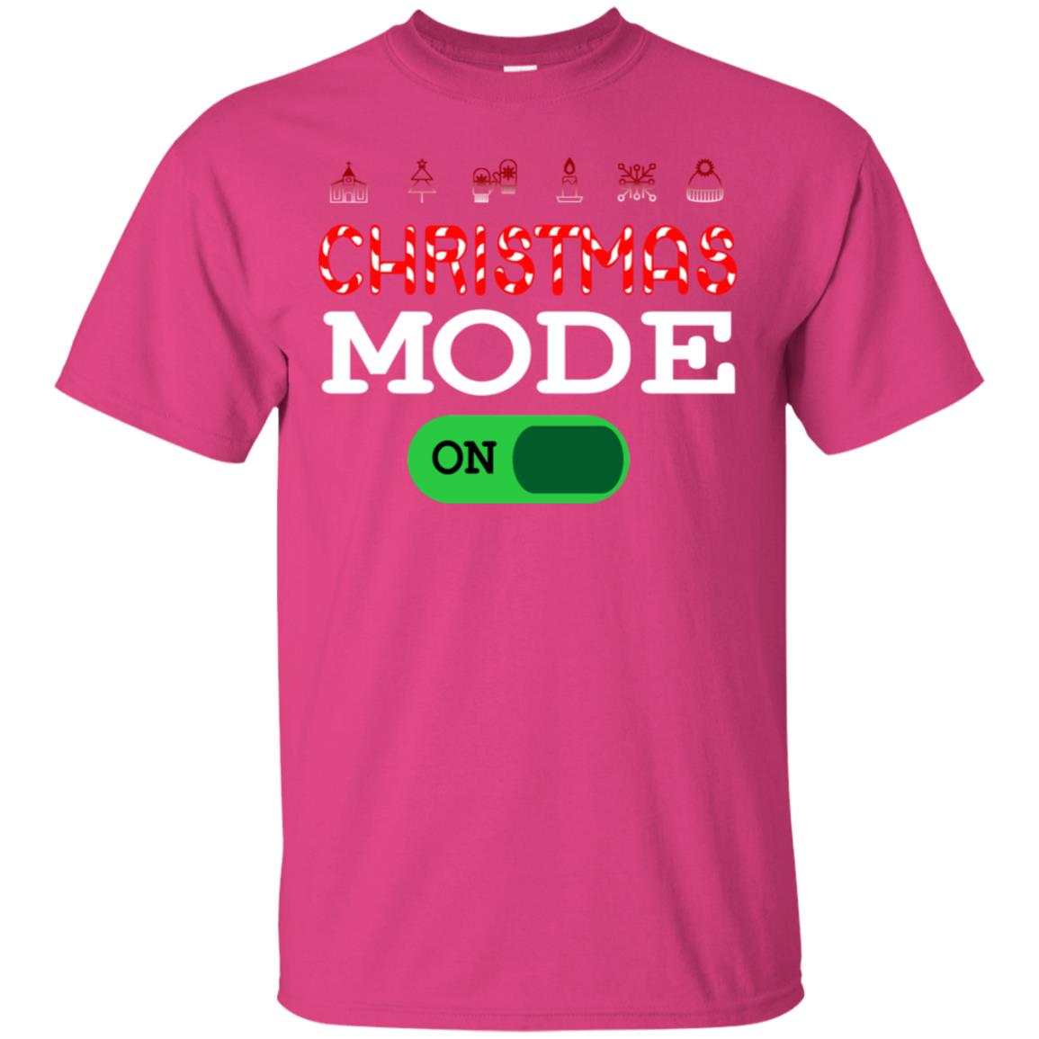 Mode On Christmas X-mas Gift Shirt For Mens Womens Kids Heliconia