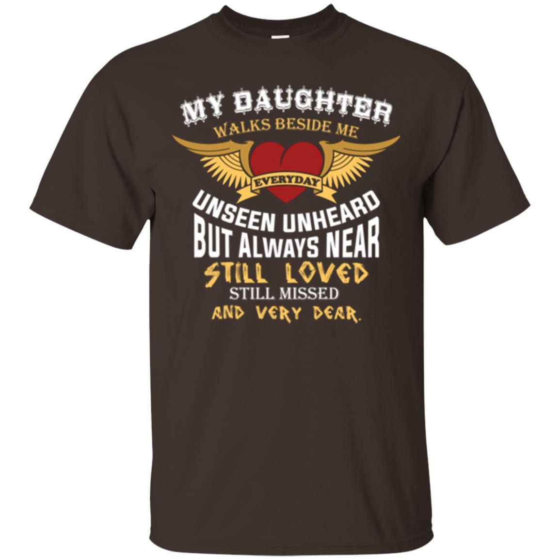 Family T-shirt My Daughter Walks Beside Me Everyday Dark Chocolate