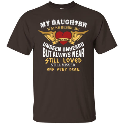 Family T-shirt My Daughter Walks Beside Me Everyday Dark Chocolate