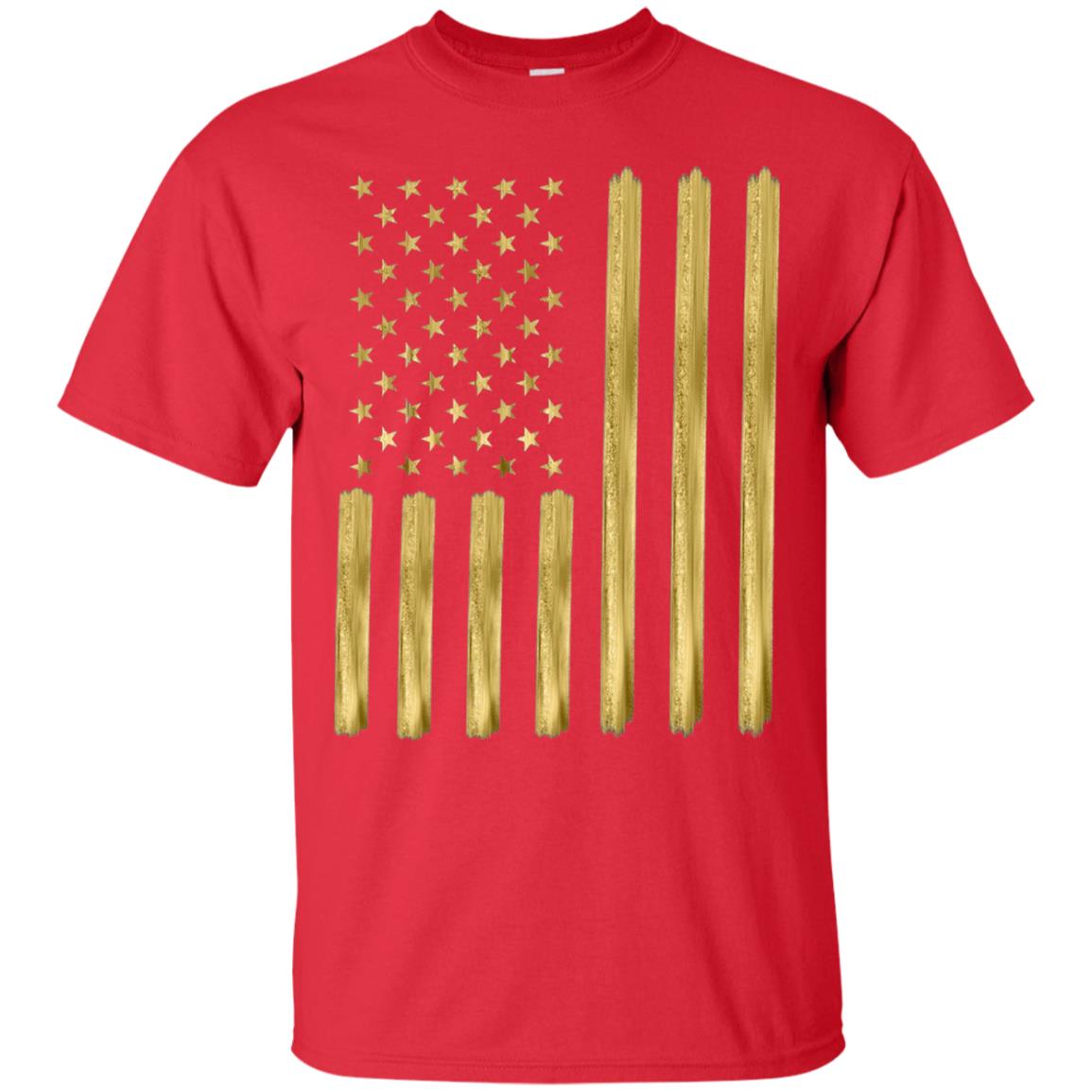 Faux Gold Paint American Flag T-shirt Red