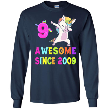 9th Birthday T-shirt Unicorn Dabbing Awesome Since 2009 Navy