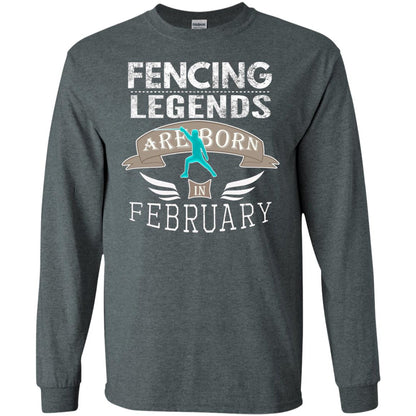 Fencing Legends Are Born In February Fencing Lover T-shirt Dark Heather