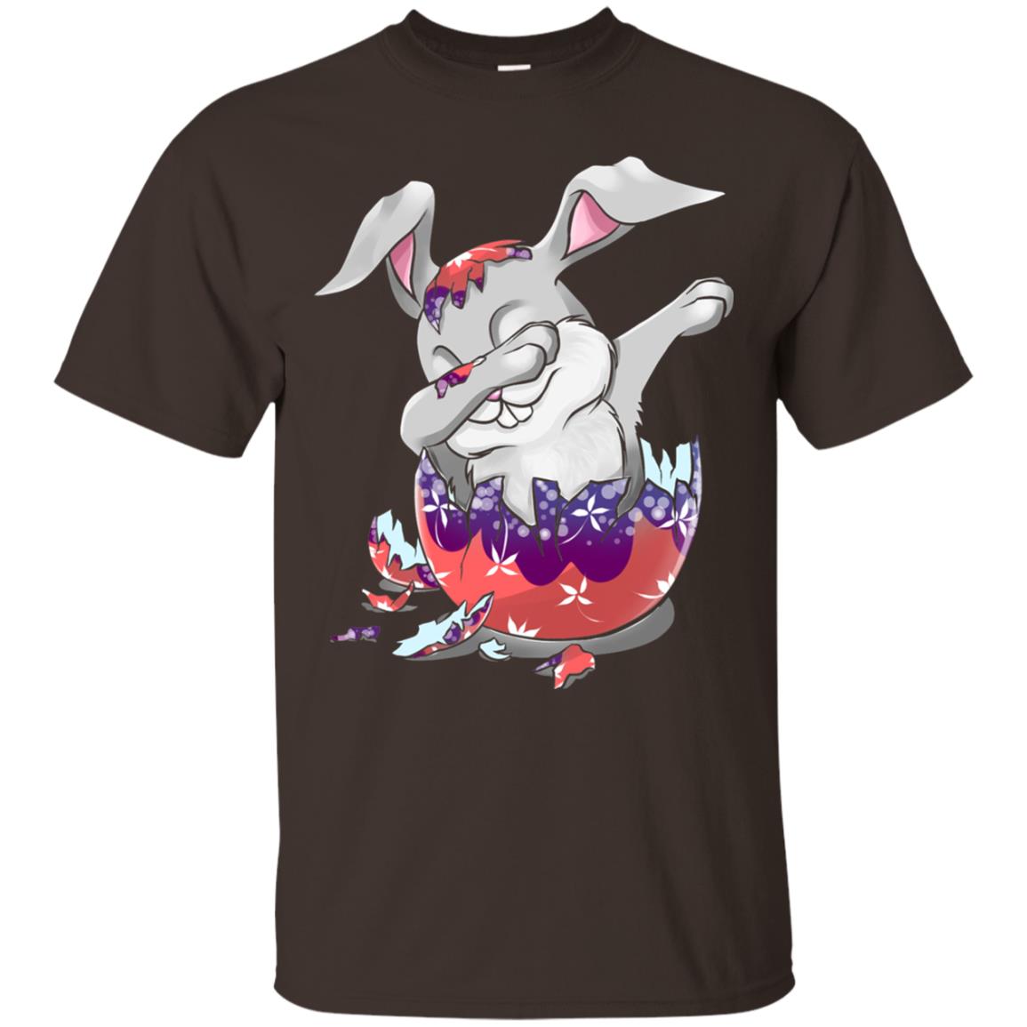 Funny Dabbing Bunny T-shirt For Kids Easter Gift Dark Chocolate