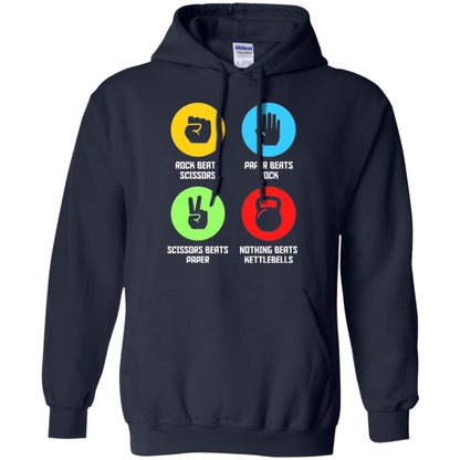 Fitness Gym Sports T-shirt Funny Nothing Beats Kettlebells Navy