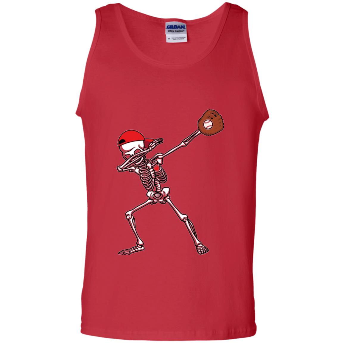 Dabbing Skeleton Baseball Lover T-shirt Red