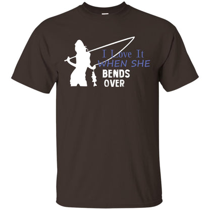 I Love It When She Bends Over Fishing Lover T-shirt For Mens Dark Chocolate