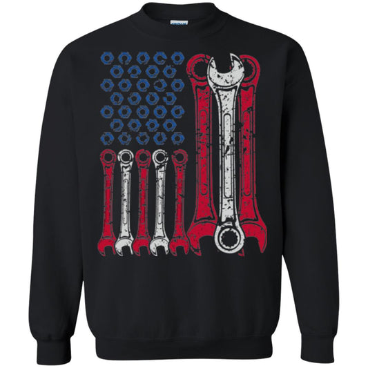 Mechanic T-shirt Usa Red White Blue American Flag Black
