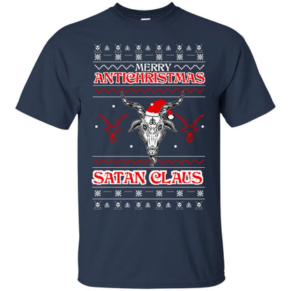 Merry Antichristmas Satan Claus Gift Shirt Navy