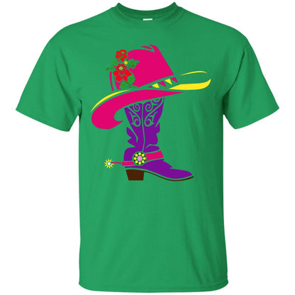 Cowgirl Boots With Hat T-shirt Irish Green