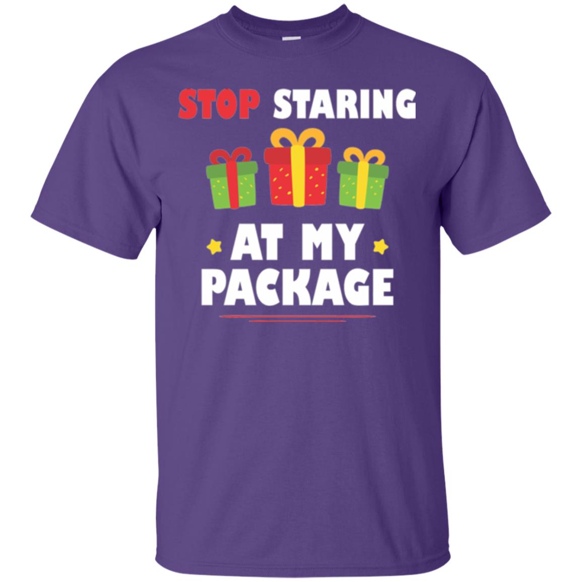 New Year T-shirt Stop Staring At My Package Purple