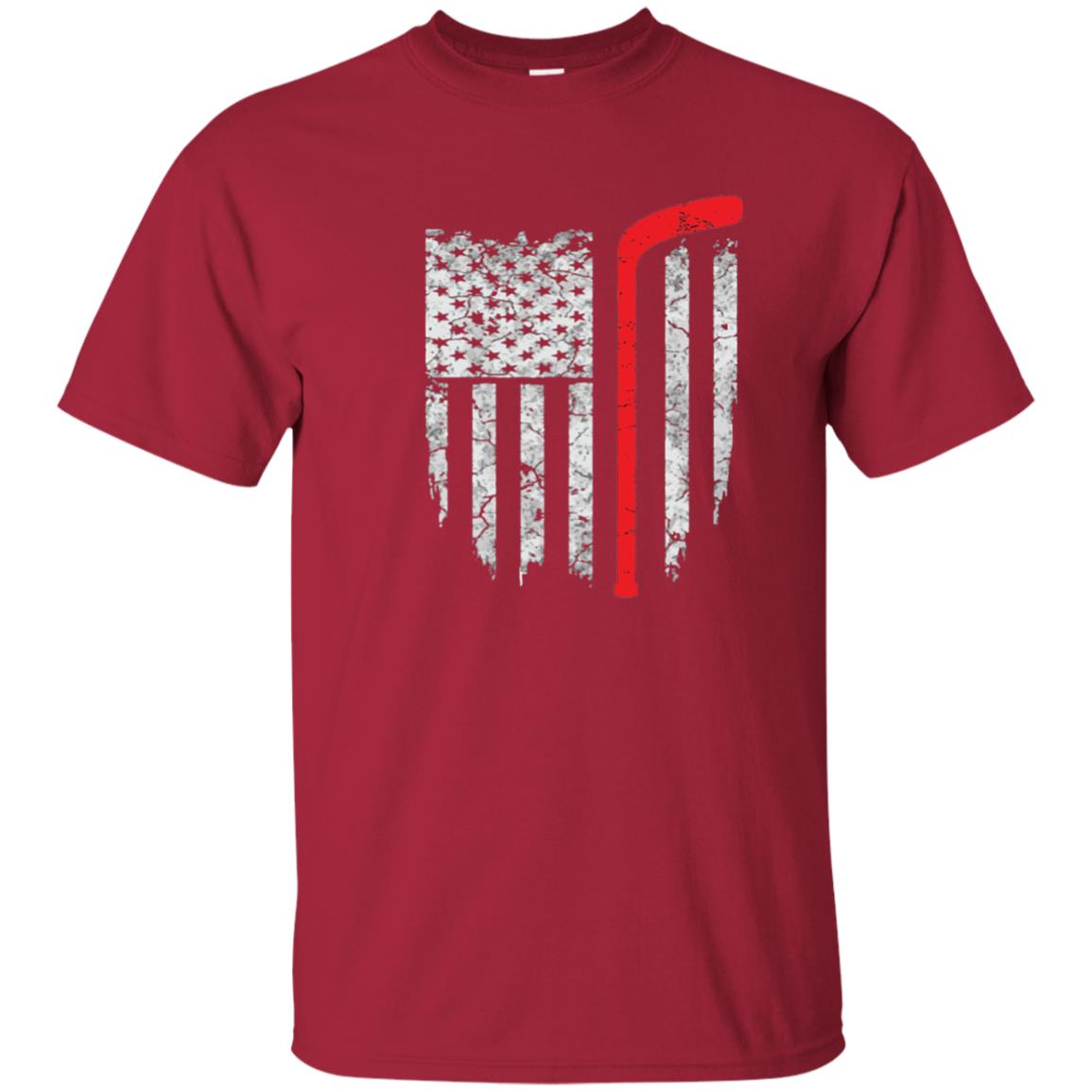 Hockey American Flag Hockey Lover T-shirt Cardinal