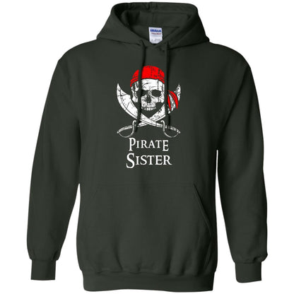 Family T-shirt Pirate Sister Jolly Roger Skull Crossbones Forest Green