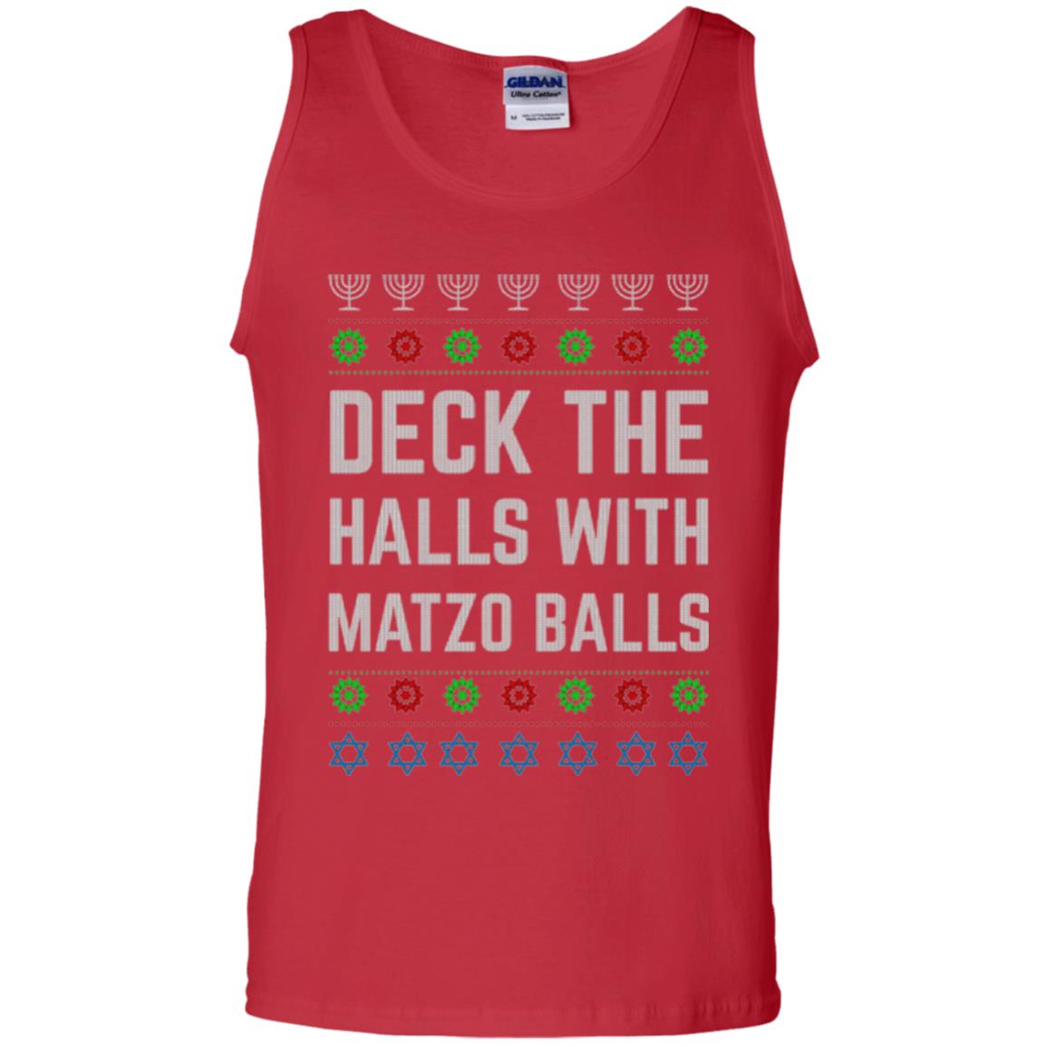 Christmas T-shirt Deck The Halls With Matzo Balls Red