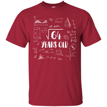 Square Root Of 64 8th Birthday 8 Years Old Math T-shirt Cardinal