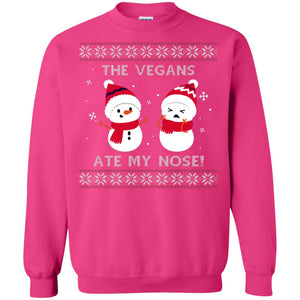 The Vegans Ate My Nose Funny Snowman Saying X-mas Gift ShirtG180 Gildan Crewneck Pullover Sweatshirt 8 oz.