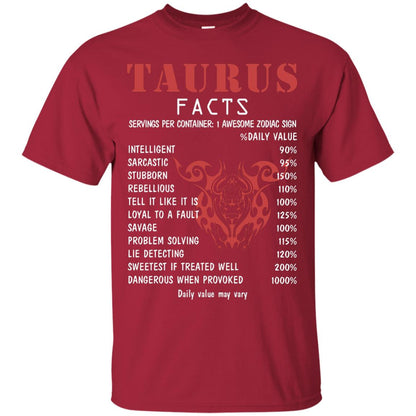Taurus Facts 1 Awesome Zodiac Sign Gift Shirt For Taurus Horoscope Cardinal