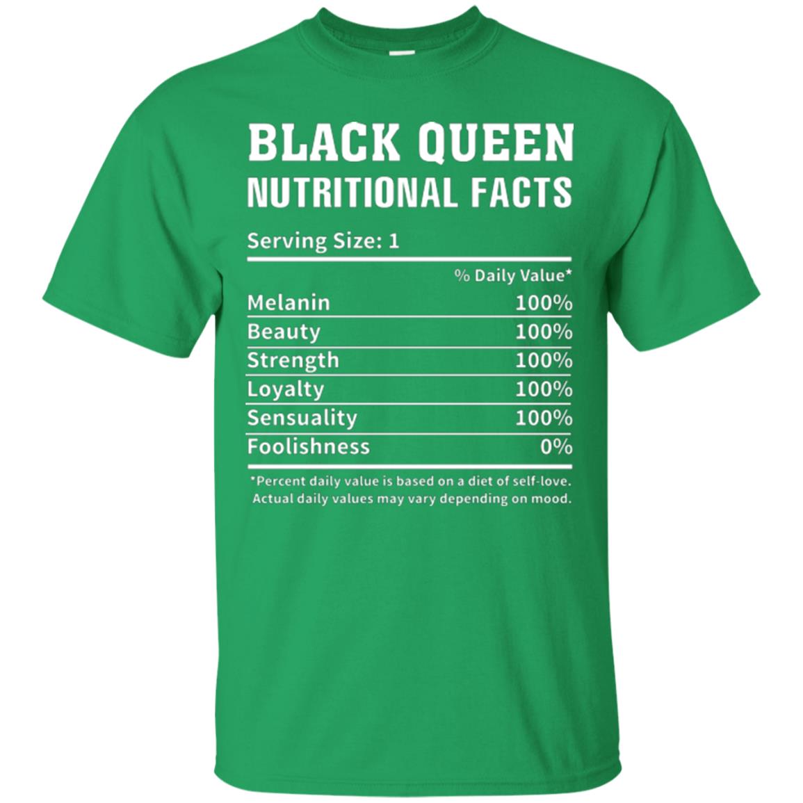 Nubian T-shirt Black Queen Nutritional Facts Irish Green