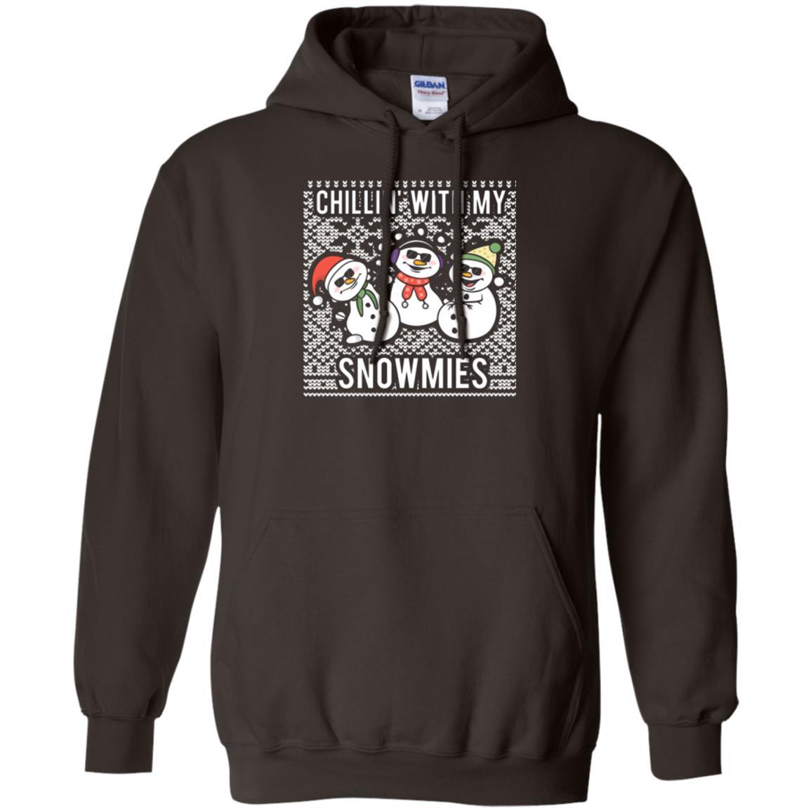 Christmas T-shirt Chillin' With My Snowmies Dark Chocolate