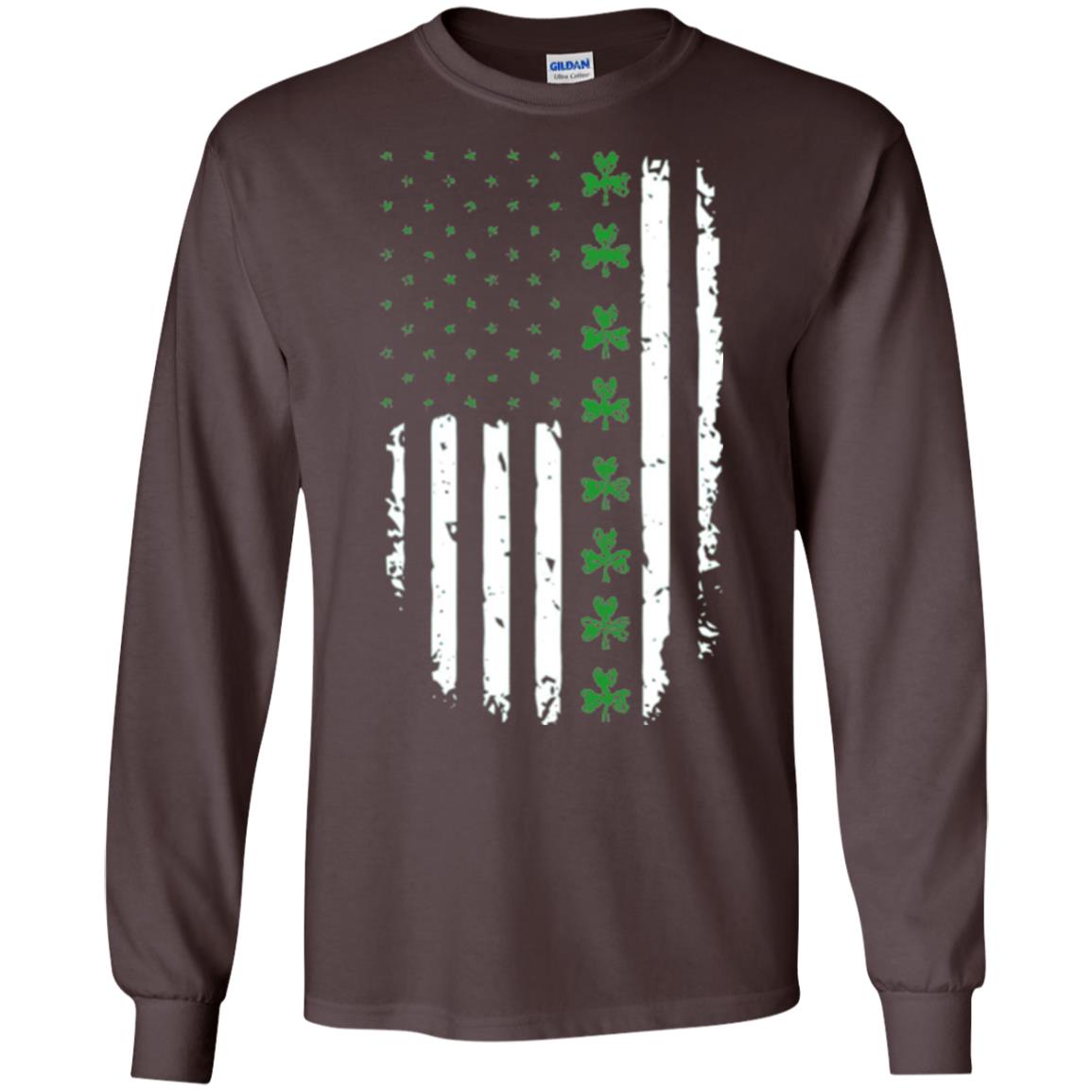 Irish American Flag St. Patrick_s Day T-shirt Dark Chocolate