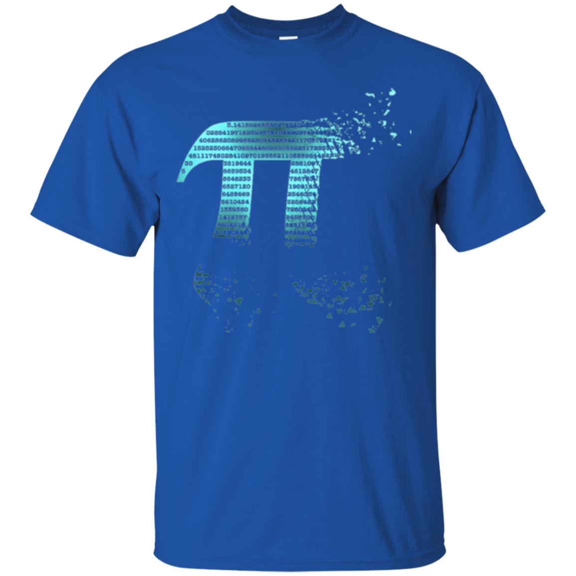 Pi Shattered Teal Designer Pi Day T-shirt Royal