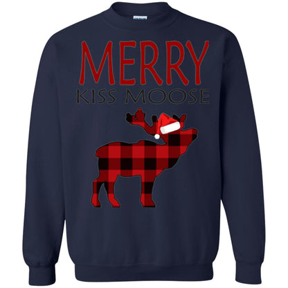 Christmas T-shirt Merry Kiss Moose Navy