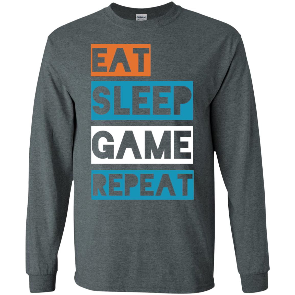 Eat Sleep Game Repeat Video Gamer Player T-shirt Dark Heather