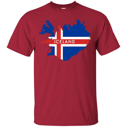 Iceland T-shirt With Flag And Map Cardinal