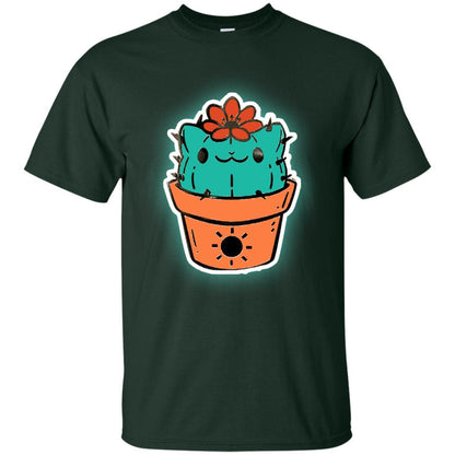 Cat Lovers T-shirt Catcus Forest Green