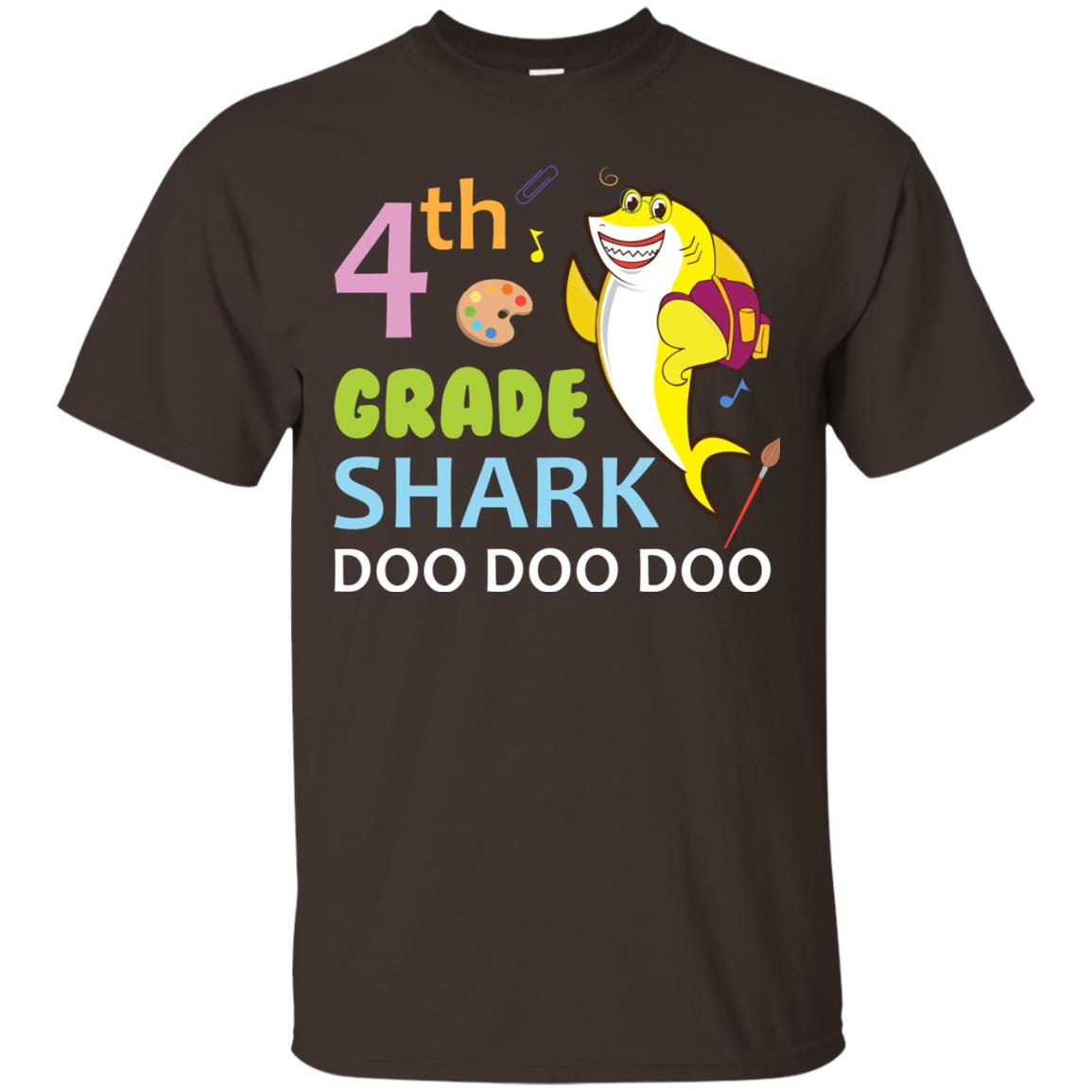 4th Grade Shark Doo Doo Doo Back To School T-shirt Dark Chocolate