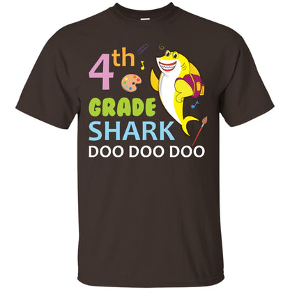 4th Grade Shark Doo Doo Doo Back To School T-shirt Dark Chocolate
