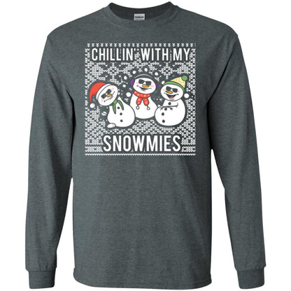 Christmas T-shirt Chillin' With My Snowmies Dark Heather
