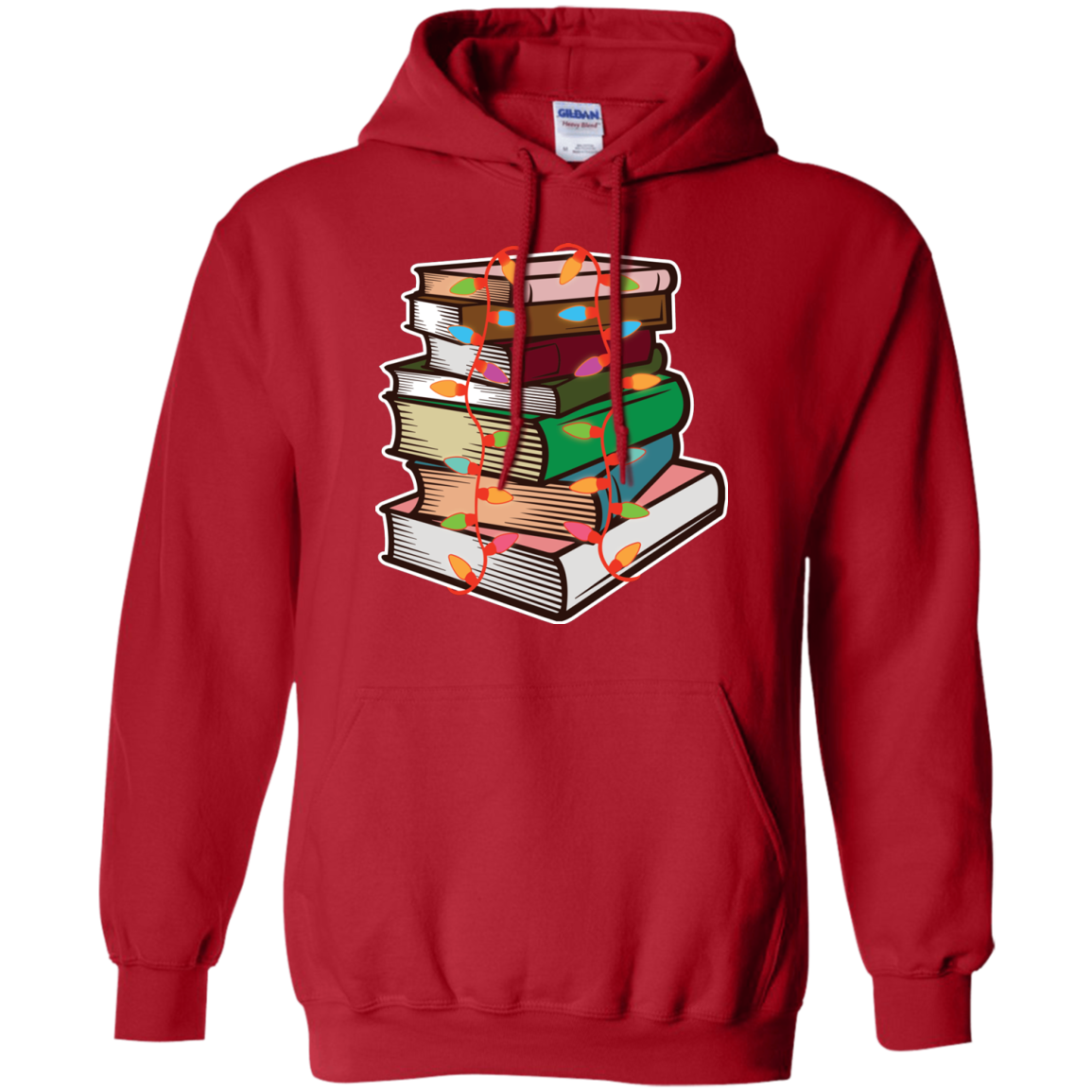 Fairy Lights Christmas Gift T-shirt Book Lover Red