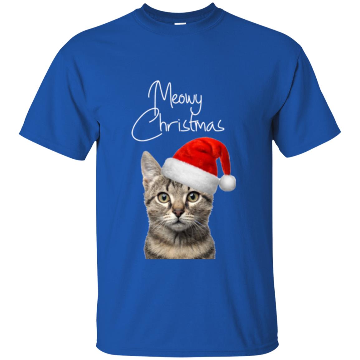 Cat Lovers T-shirt Merry Christmas Royal