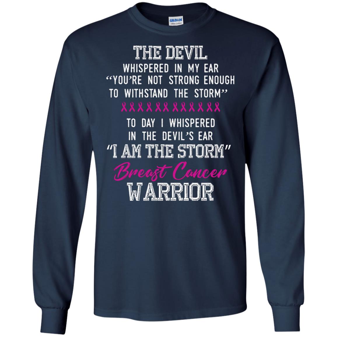 Breast Cancer Warrior T-shirt I Am The Storm Breast Cancer Warrior With Pink Ribbons Navy