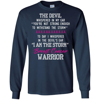 Breast Cancer Warrior T-shirt I Am The Storm Breast Cancer Warrior With Pink Ribbons Navy