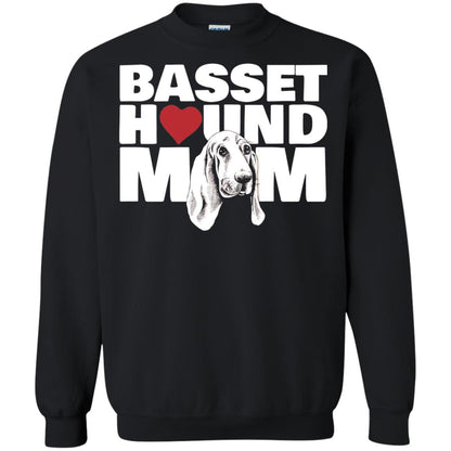 Basset Hound Mom Heart T-shirt Black