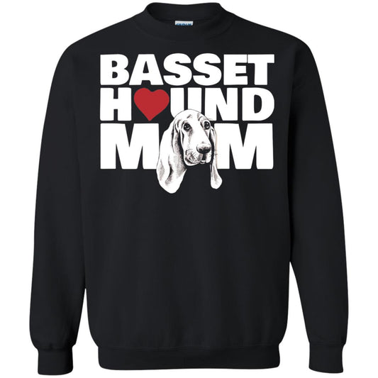 Basset Hound Mom Heart T-shirt Black