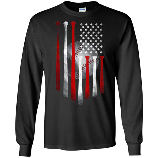American Flag Baseball Flag Baseball Lover T-shirt Black